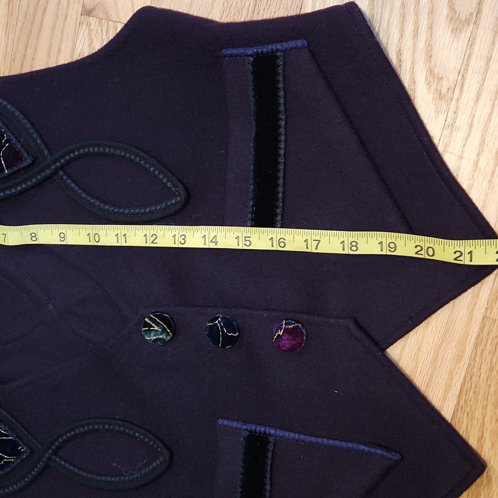 Coloratura Vintage Purple Black Wool Vest Size Small Velvet Embroidery - Picture 14 of 16
